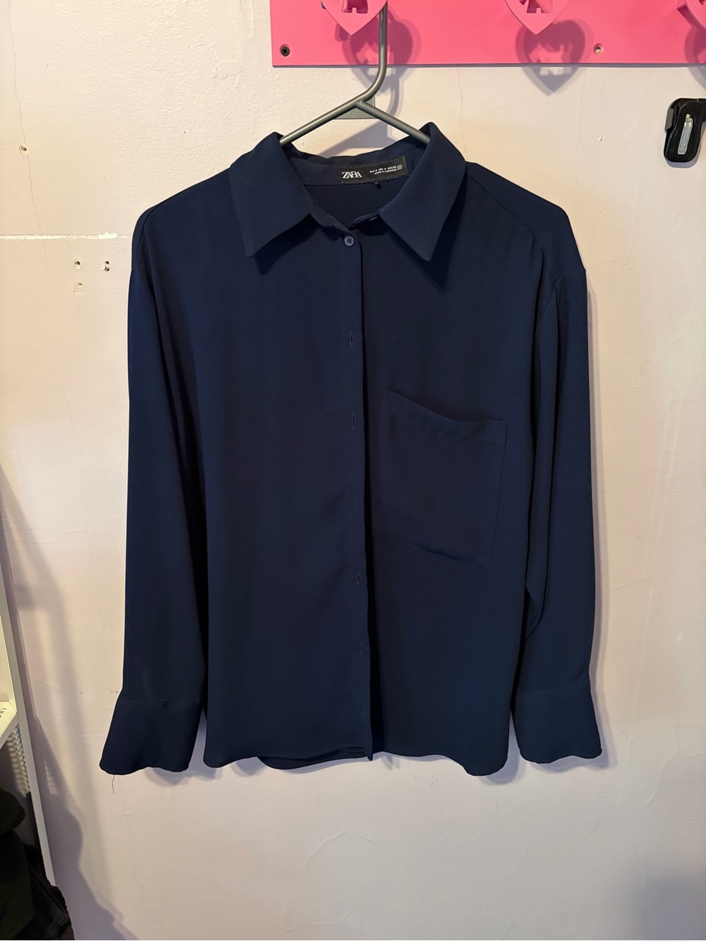 ZARA Navy blue shirt. Oversize Size Small